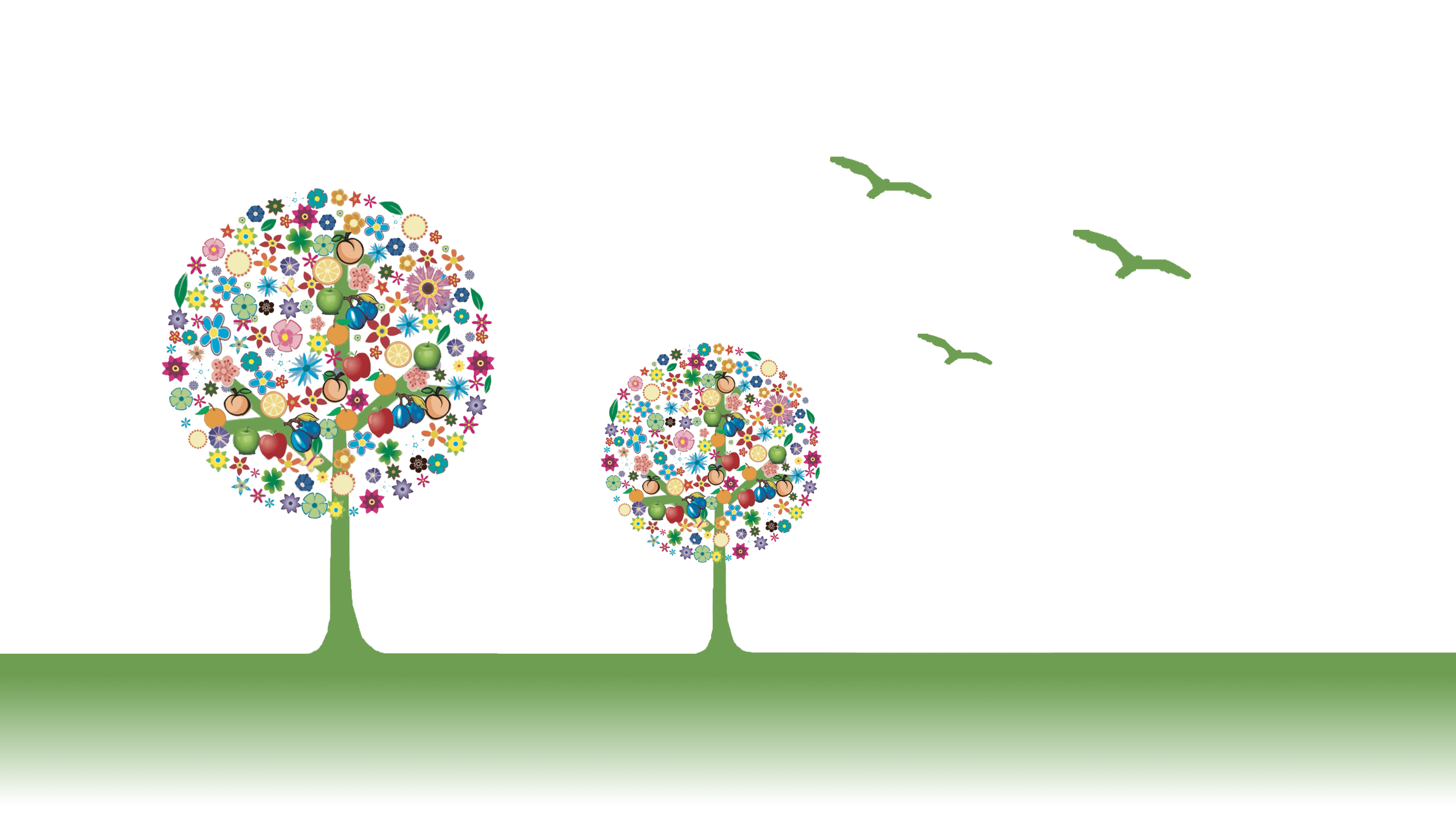 Kudos background of decorative trees and birds